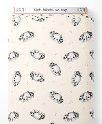 Tissu - Chiots tachetés sur beige