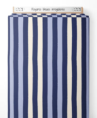 Tissu - Rayures bleues irrégulières