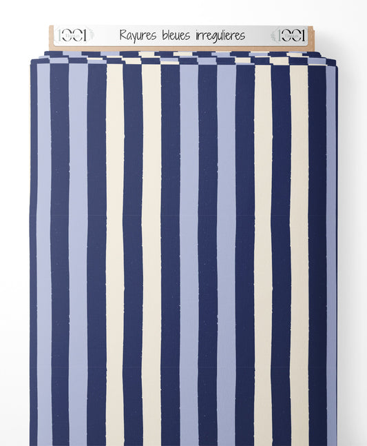 Tissu - Rayures bleues irrégulières