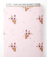 Tissu - Cornets avec cerises sur rose 2