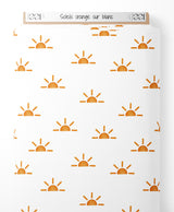 Tissu - Soleils orange sur blanc