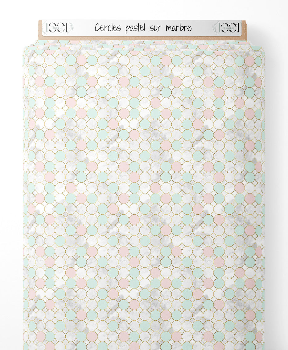 Tissu - Cercles pastel sur marbre