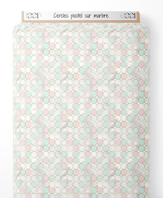 Tissu - Cercles pastel sur marbre