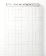 Tissu - Carreaux blancs sur beige clair 2