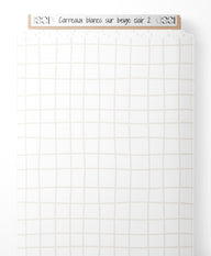 Tissu - Carreaux blancs sur beige clair 2