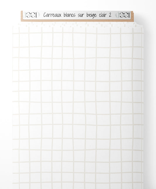 Tissu - Carreaux blancs sur beige clair 2
