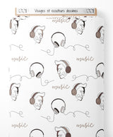 Tissu - Visages et écouteurs dessinés