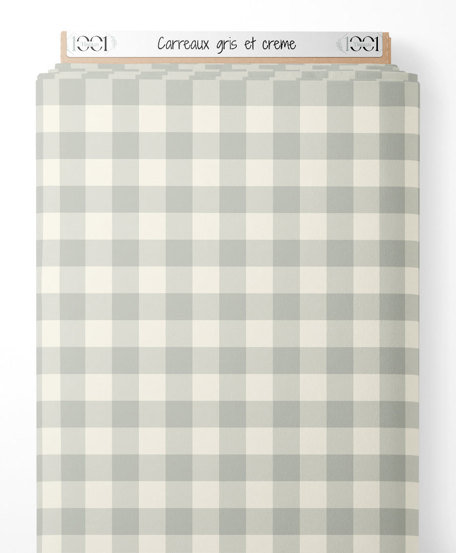 Tissu - Carreaux gris et crème