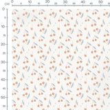 Tissu - Cerises orange et feuilles bleues