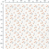 Tissu - Cerises orange et feuilles bleues