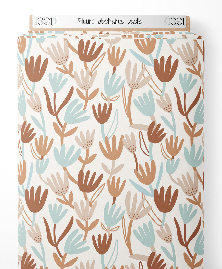 Tissu - Fleurs abstraites pastel