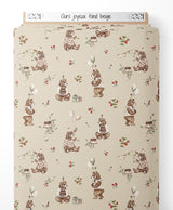 Tissu - Ours joyeux sur fond beige