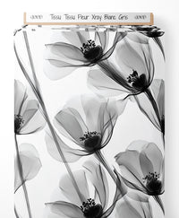 Tissu - Tissu Fleur Xray Blanc Gris