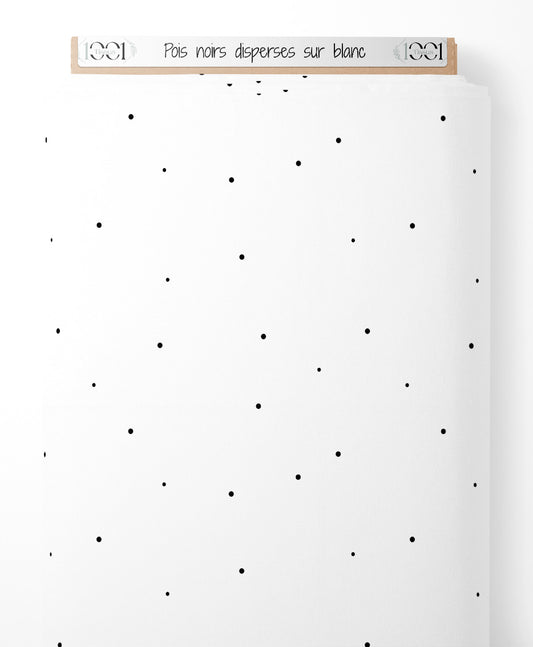 Tissu - Pois noirs dispersés sur blanc