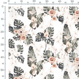 Tissu - Feuilles et fleurs tropicales