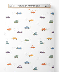 Tissu - Voitures en mouvement pastel