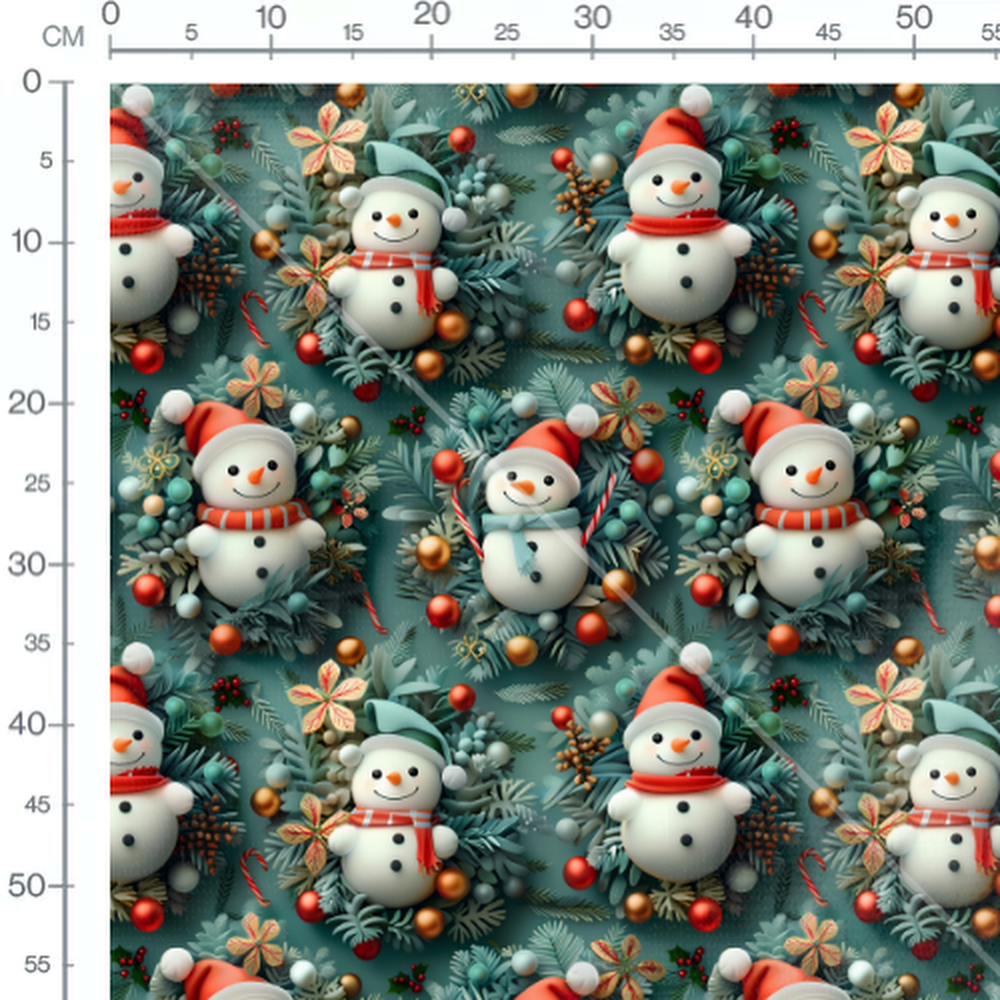 Tissu - bonhommes de neige decorations Noel 3D