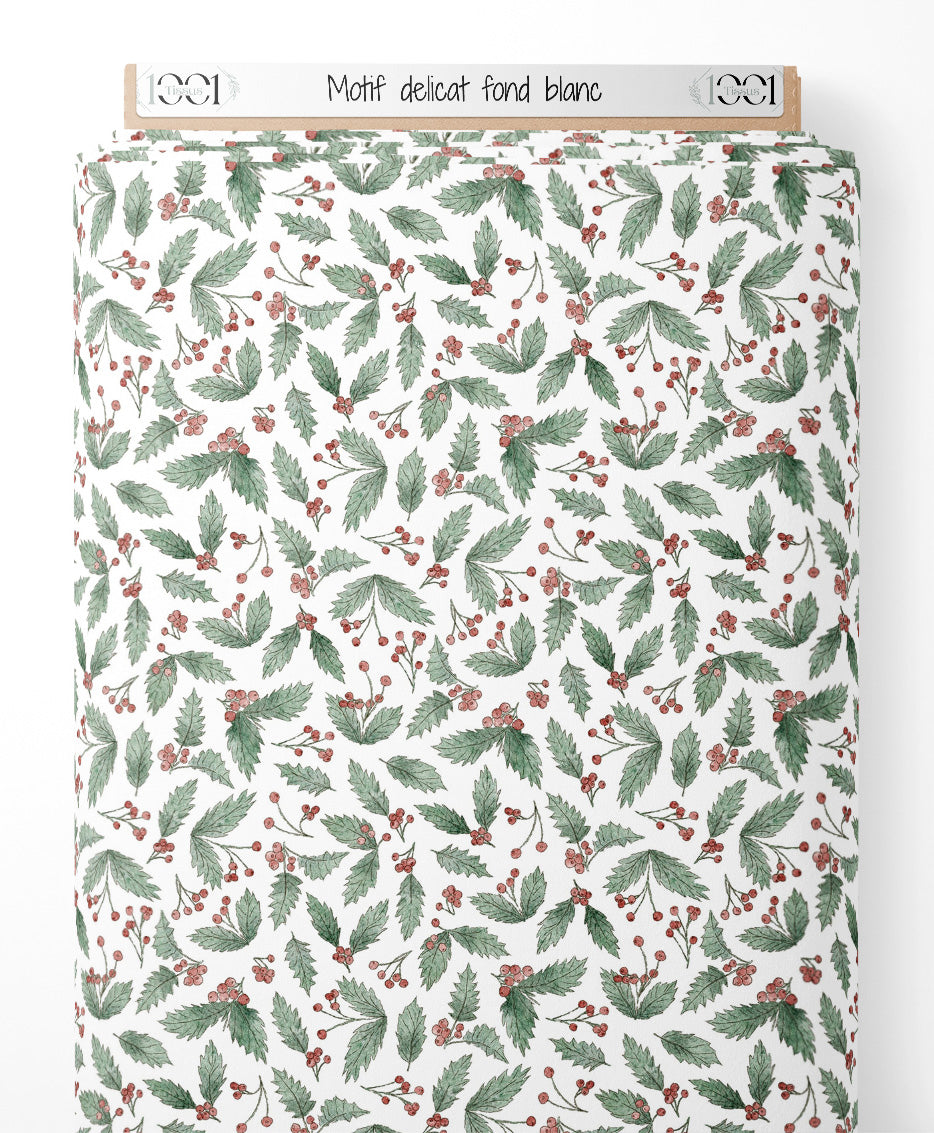 Tissu - Motif délicat sur fond blanc