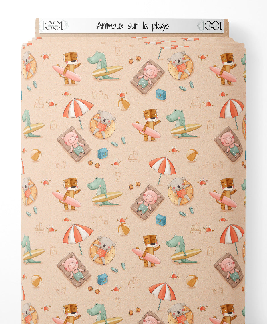 Tissu - Animaux sur la plage