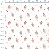 Tissu - Ours et cerises sur blanc