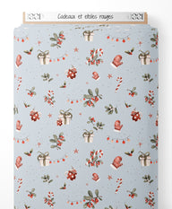 Tissu - Cadeaux et étoiles rouges