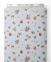 Tissu - Cadeaux et étoiles rouges