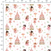 Tissu - Fées roses et champignons