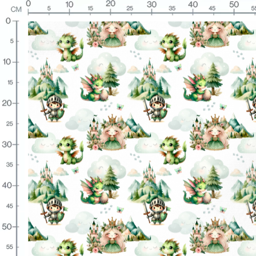 Tissu - Dragons et châteaux féeriques