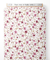 Tissu - Fleurs roses et feuilles vertes 2