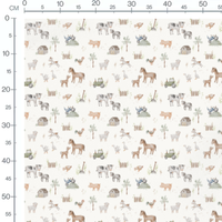Tissu - Ferme douce sur fond blanc