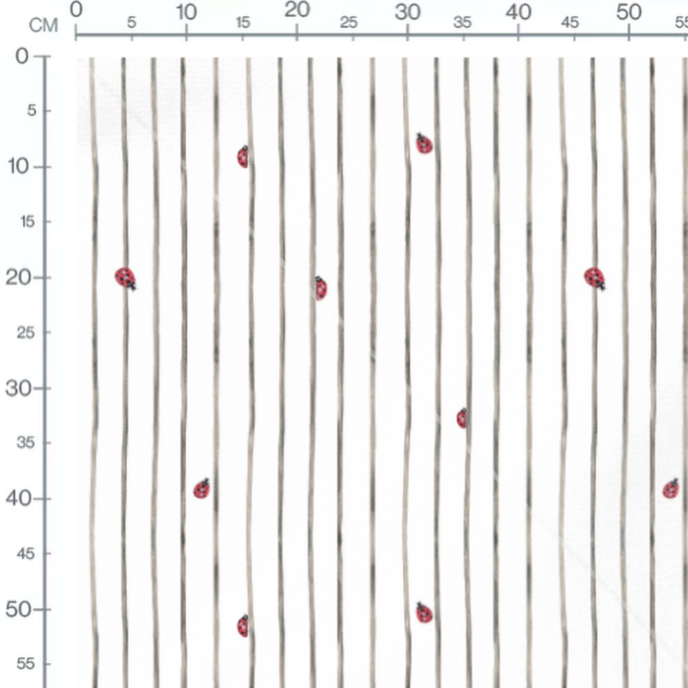 Tissu - Coccinelles sur lignes noires