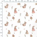 Tissu - Lapins et poussins habillés