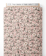 Tissu - Fleurs blanches et feuilles vertes 5