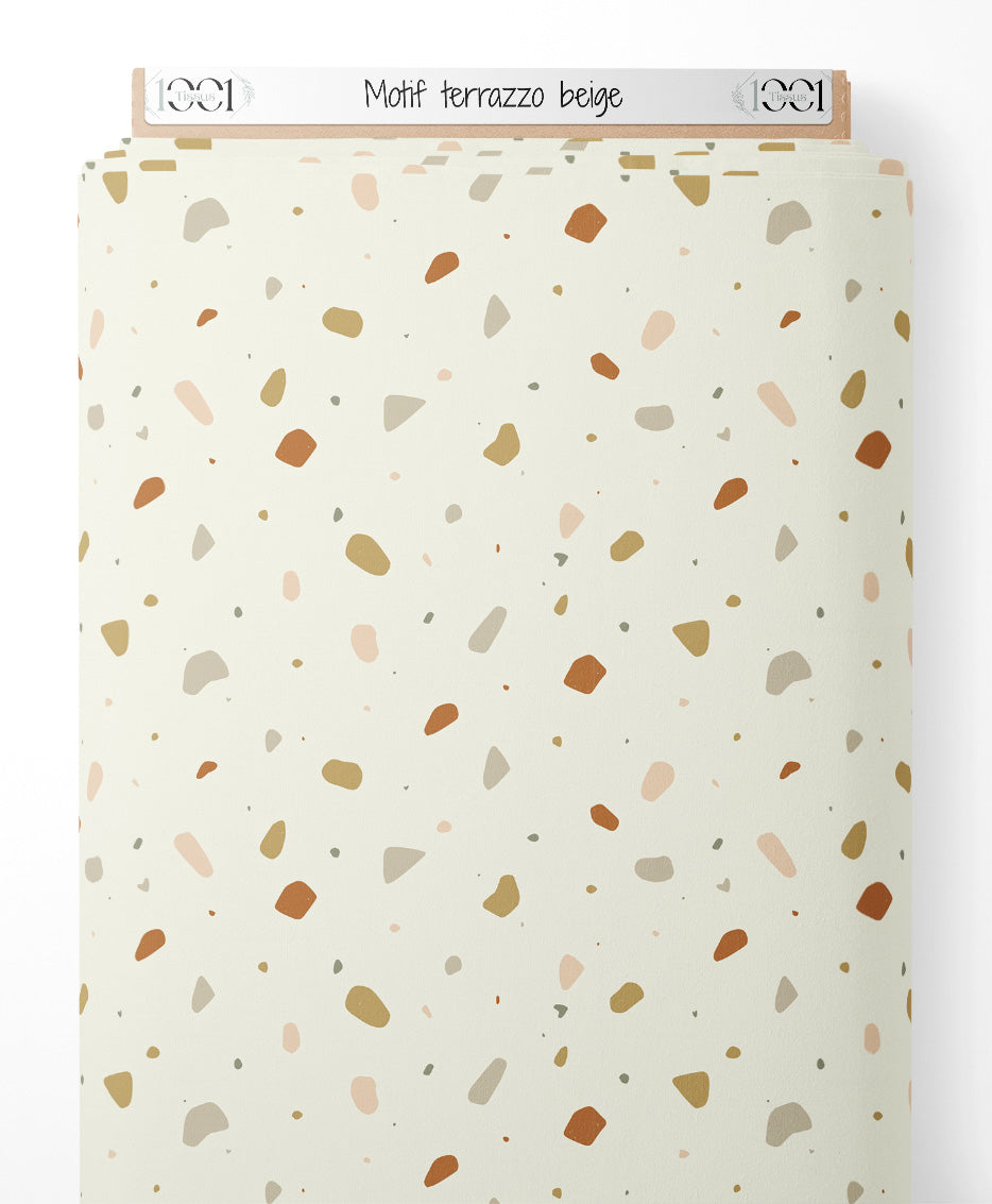 Tissu - Motif terrazzo beige
