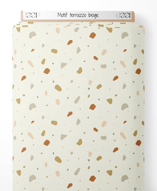 Tissu - Motif terrazzo beige