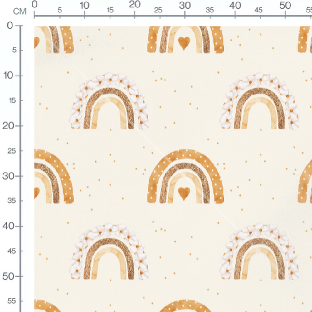 Tissu - Arcs-en-ciel floraux beige