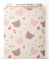 Tissu - Oursons marron sur fond beige