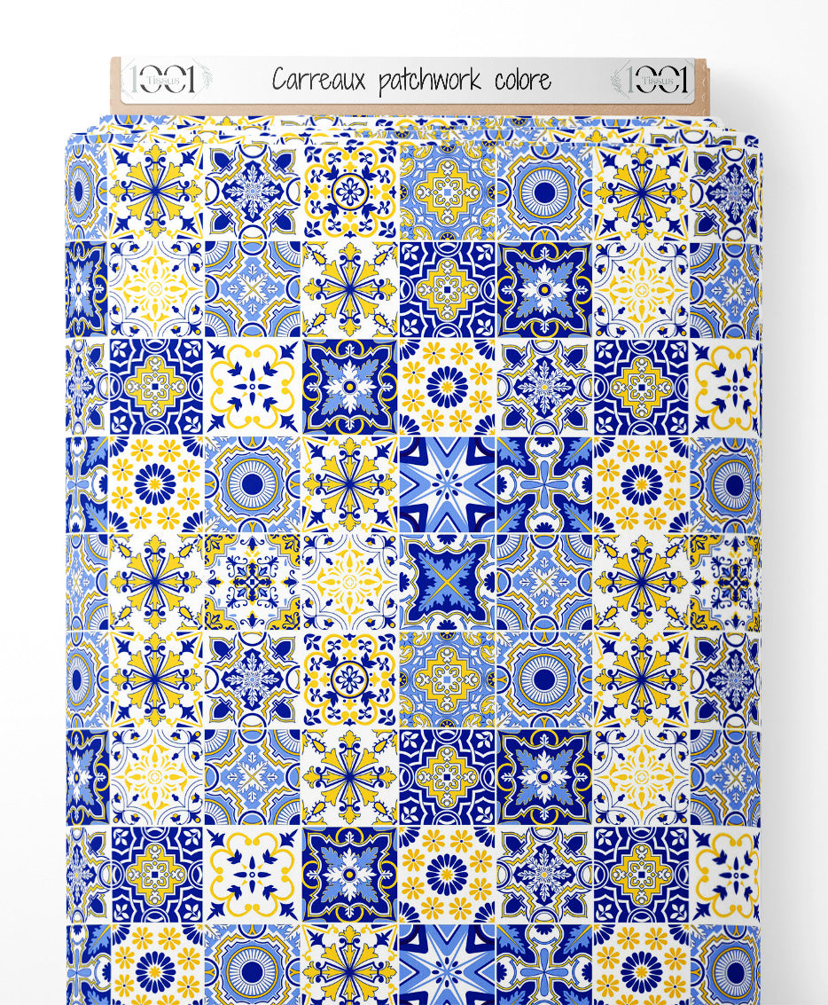 Tissu - Carreaux patchwork coloré