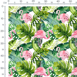 Tissu - Flamants roses et feuillage