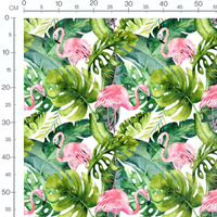 Tissu - Flamants roses et feuillage
