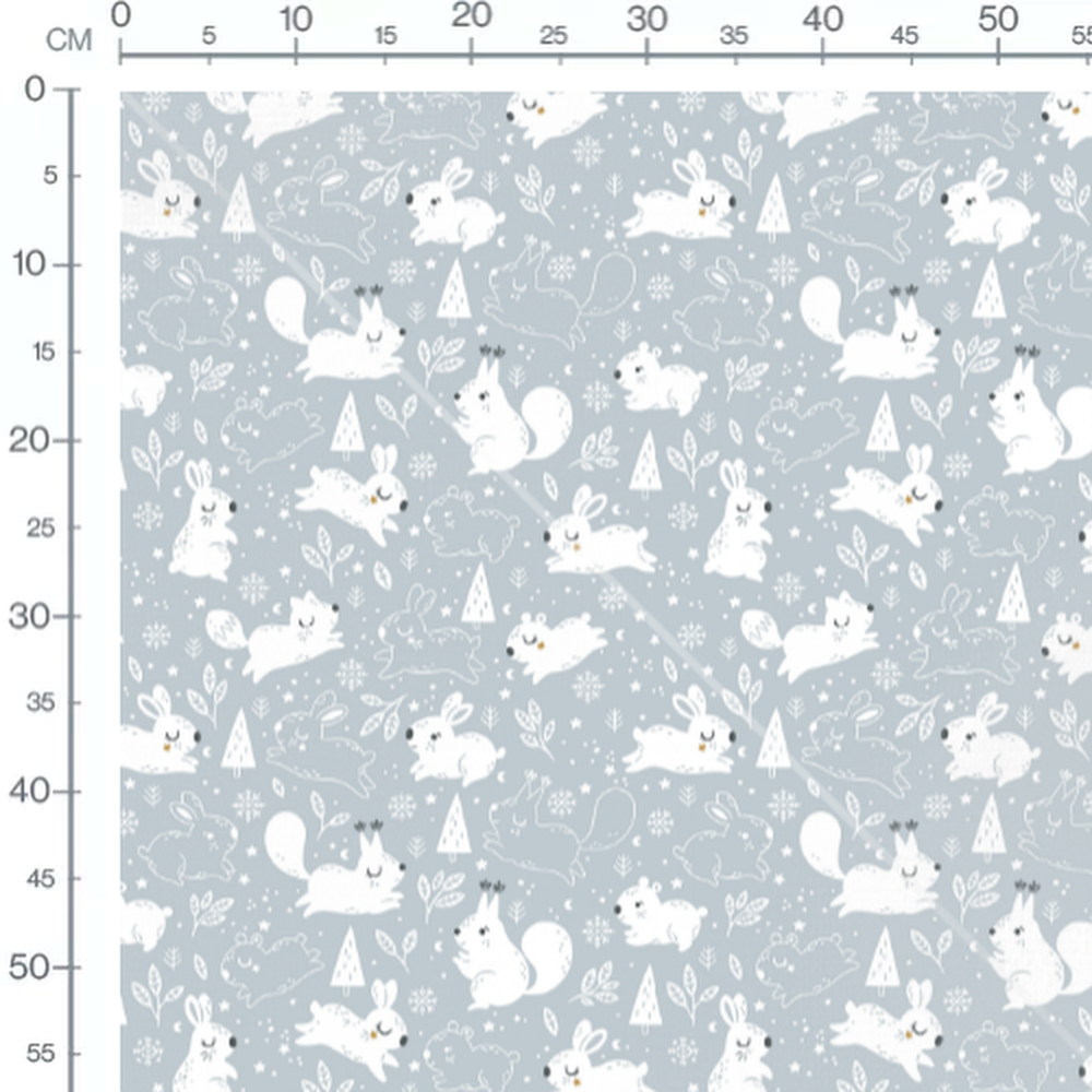 Tissu - Écureuils et lapins étoilés