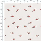 Tissu - Voitures rouges sur fond blanc