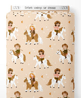 Tissu - Enfants cowboys sur chevaux