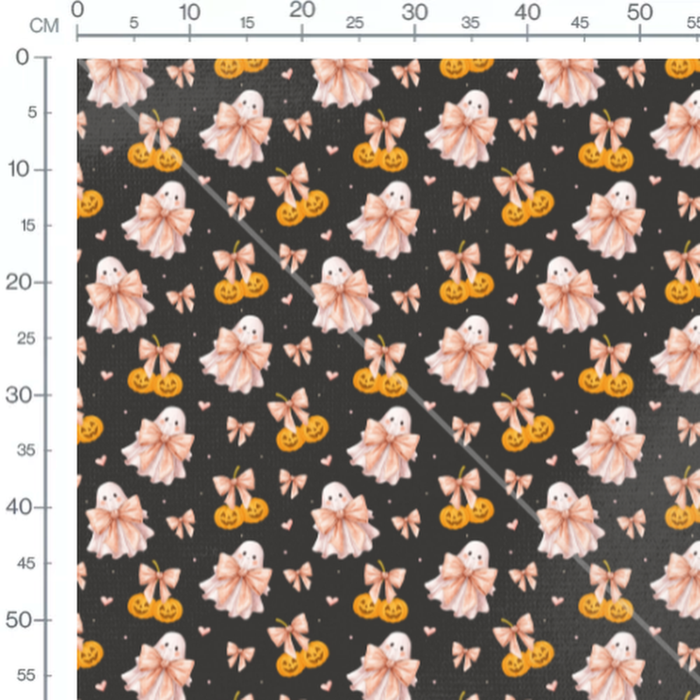 Tissu - Fantômes et citrouilles noires