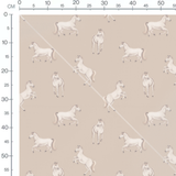Tissu - Chevaux blancs sur beige