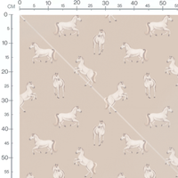 Tissu - Chevaux blancs sur beige