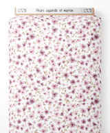 Tissu - Fleurs aquarelle et marron