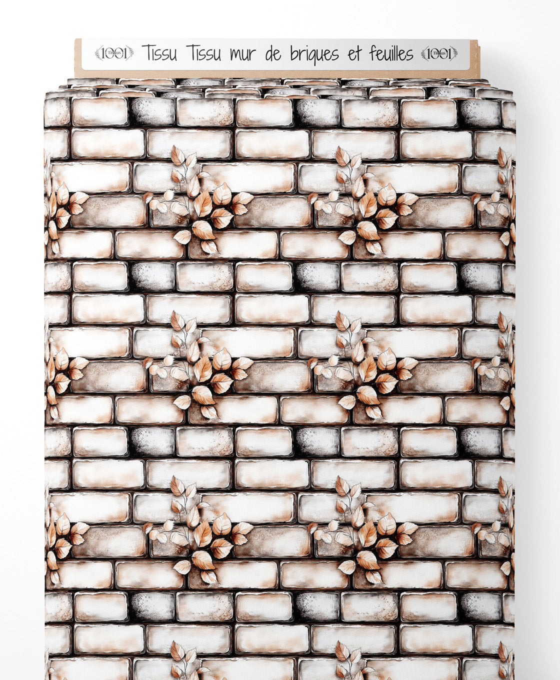 Tissu - Tissu mur de briques et feuilles