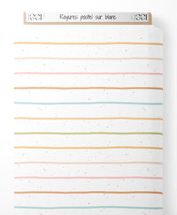 Tissu - Rayures pastel sur blanc