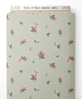 Tissu - Roses et fleurs blanches claires